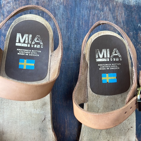 MIA Anja Swedish wooden and leather 2 inch heel open toe strappy sandal sz 7.5 - Picture 5 of 10